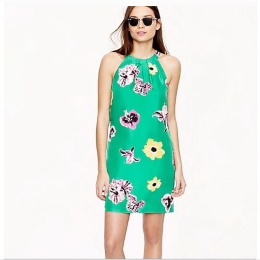 Jcrew silk floral halter dress size 0, like new